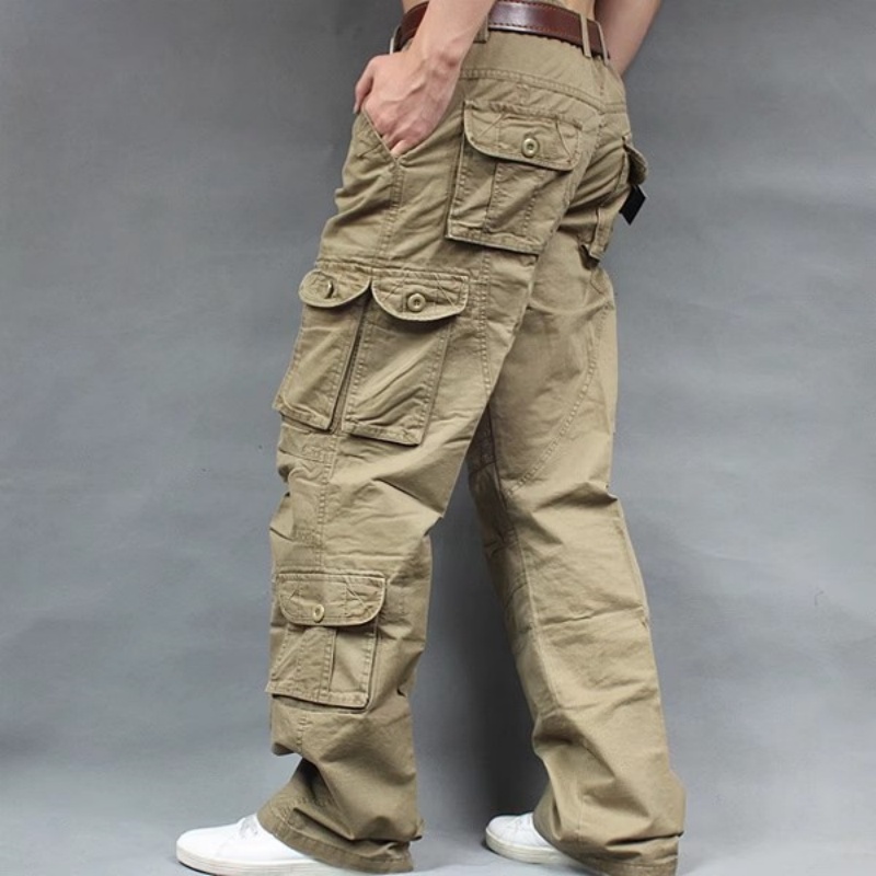 Men'S Fashion Khaki Pants - Calças Cargo Casuais Masculinas com Múltiplos