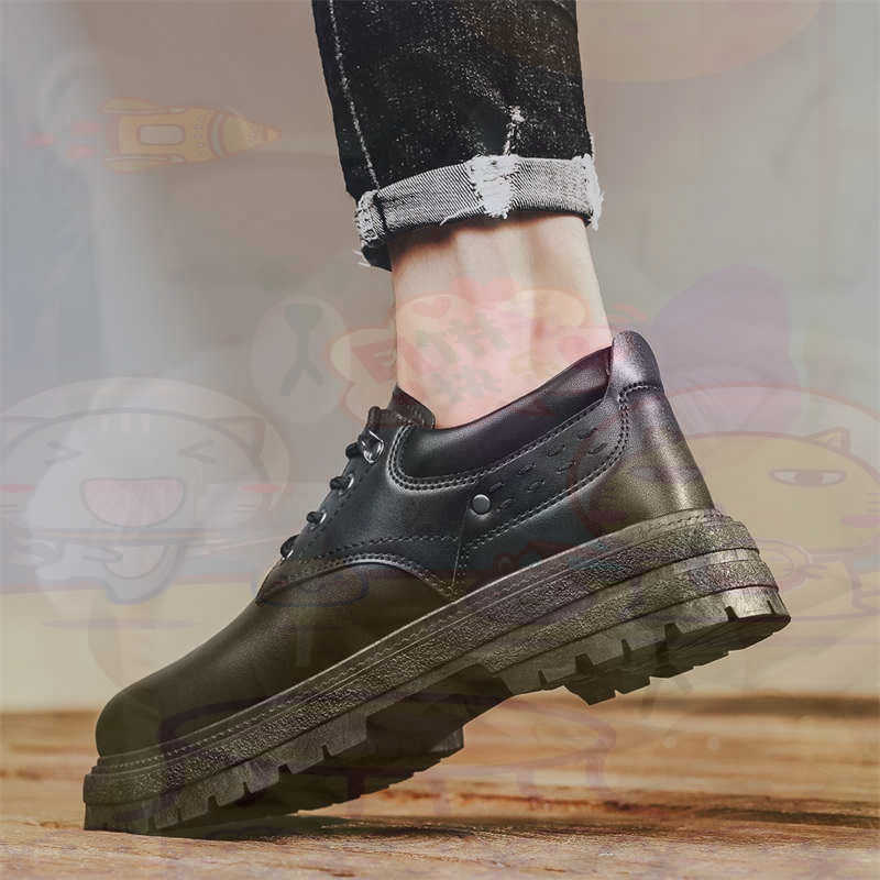 Men'S Fashion Outfit Ideas - Escuro natural couro moda formadores tênis