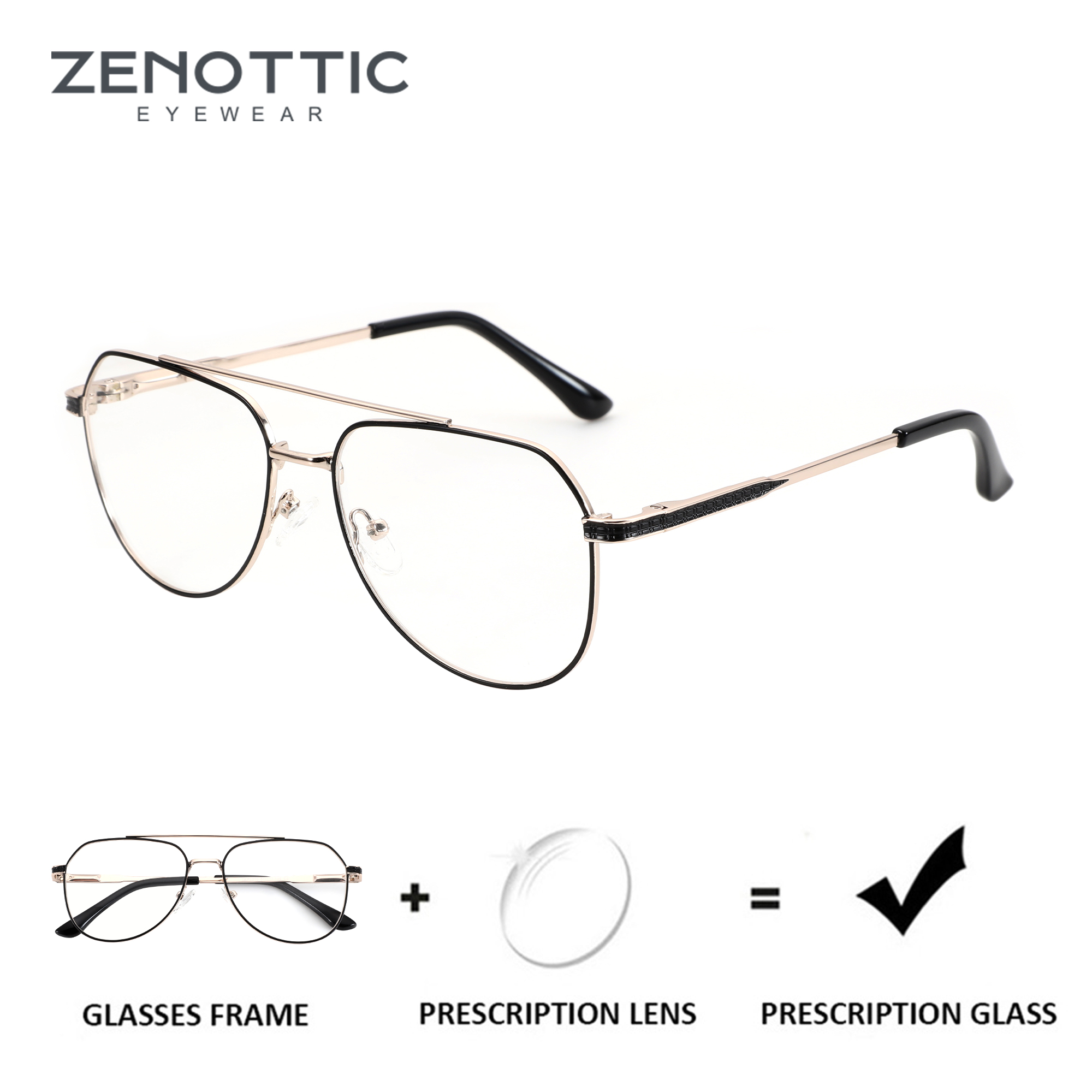 Men'S Fashion Glasses 2026 - Óculos de Grau Aviador ZENOTTIC 2026: