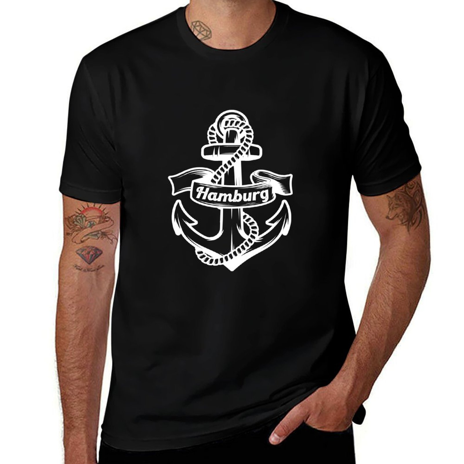 Men'S Fashion Hamburg - Camiseta Souvenir do Porto de Hamburgo