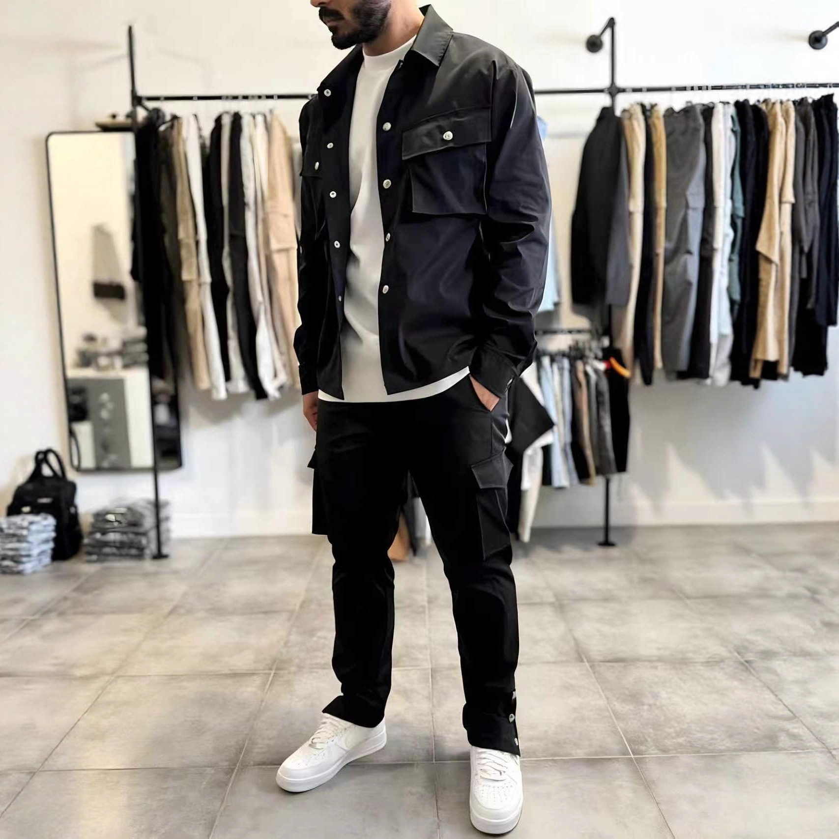 Jacket Mens Fashion - Conjunto de Calças e Jaqueta Masculina