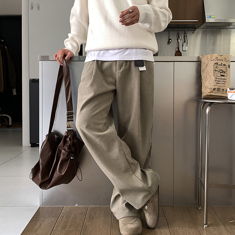 Calças Masculinas de Corduroy  - Men'S Fashion Khaki Pants avaliação e preço