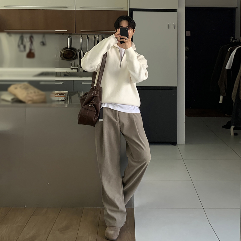 Calças Masculinas de Corduroy  - Men'S Fashion Khaki Pants avaliação e preço