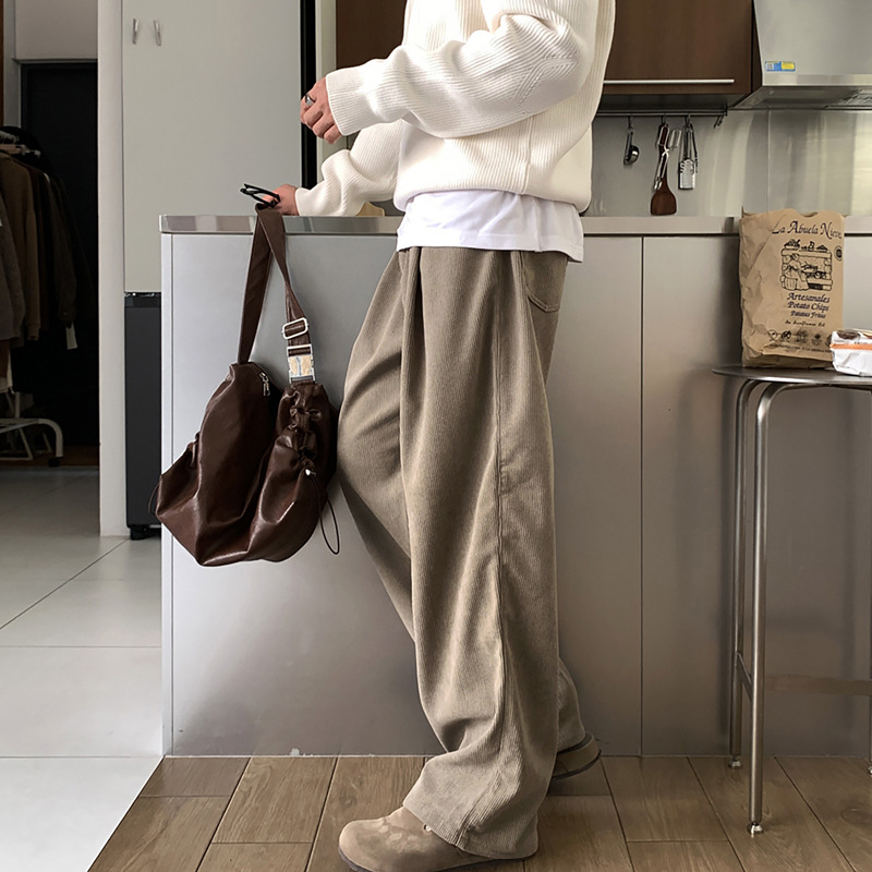 Calças Masculinas de Corduroy  - Men'S Fashion Khaki Pants avaliação e preço