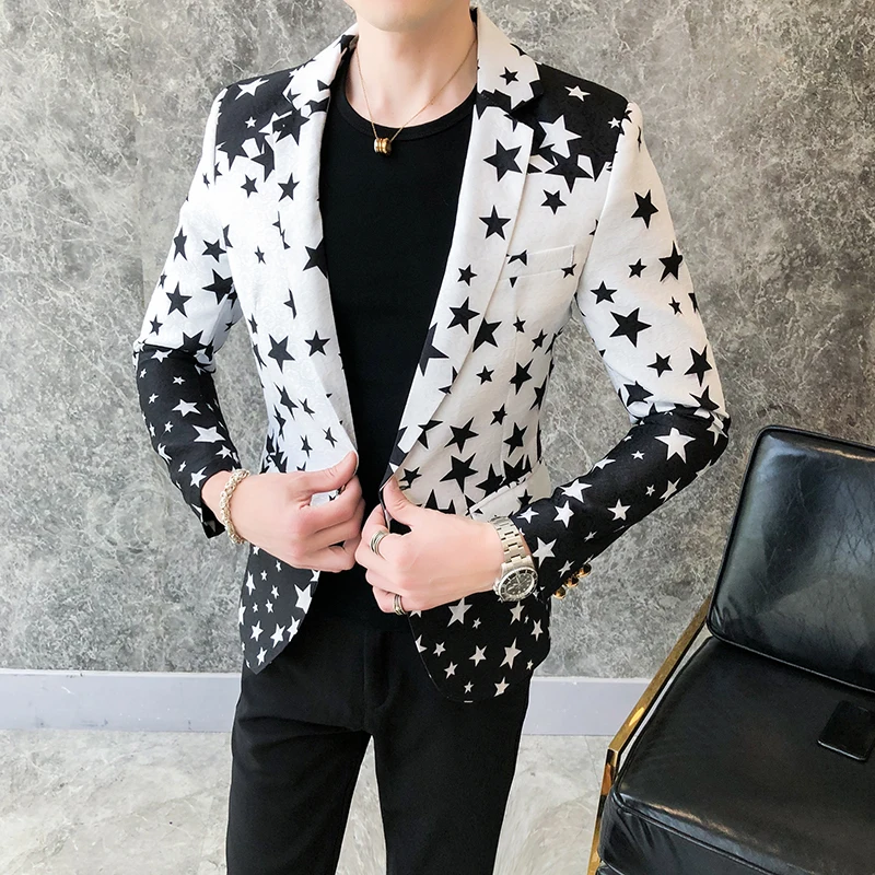Blazer Slim Fit Estampado Estr - Men'S Fashion Light Jacket avaliação e preço