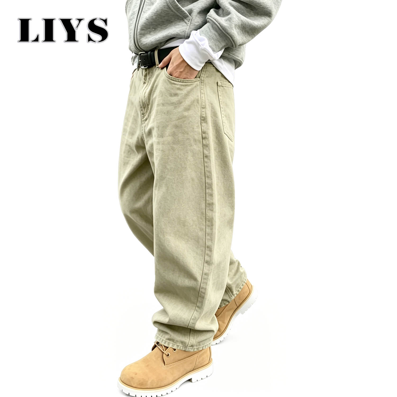 Calça Jeans Masculina LIYS Est - Men'S Fashion Khaki Pants avaliação e preço