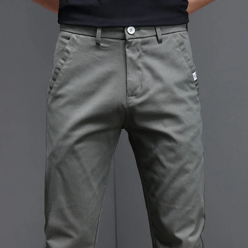 97.8% algodão 2025 primavera o - Men'S Fashion Khaki Pants avaliação e preço
