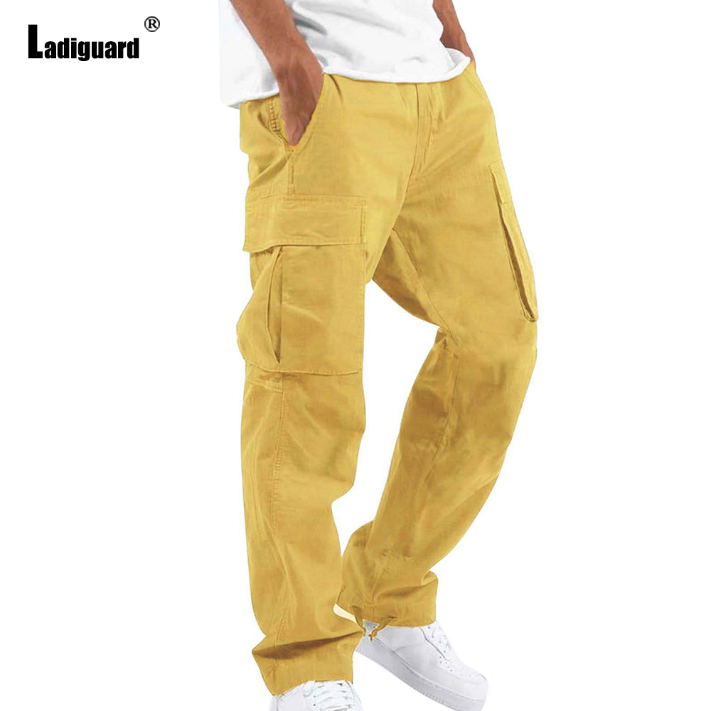 Calças masculinas de bolsos mú - Men'S Fashion Khaki Pants avaliação e preço