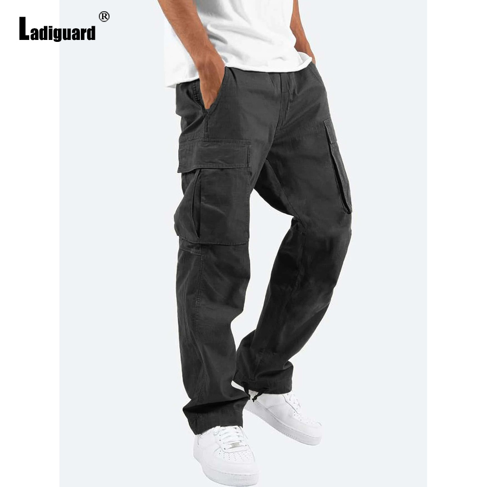 Calças masculinas de bolsos mú - Men'S Fashion Khaki Pants avaliação e preço